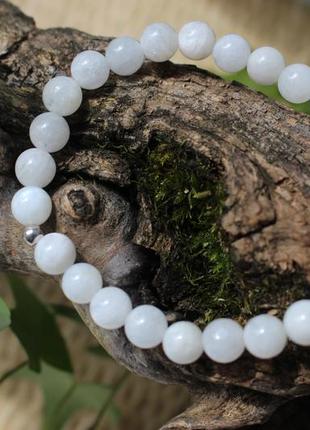 Браслет з місячного каменю, адуляр з срібною намистинкою🌠