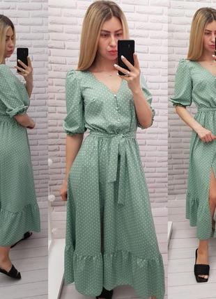 Платье длинное в горошек арт.423 красный в мелкий горошек / цвет красный9 фото
