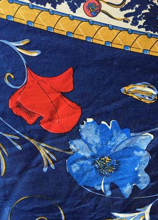 Платок италия 🇮🇹 шов рудь шёлк 💯 винтаж яркий красивые цветы