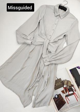 Сукня сорочка жіноча сірого кольору вільного крою асимітрична від бренду missguided s