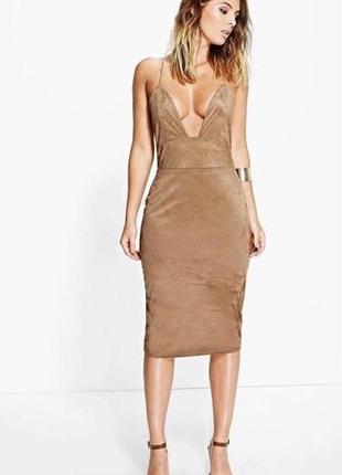 Міді-сукня зі штучної замші boohoo night 🛍️1+1=3🛍️