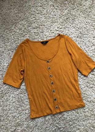 Топ в рубчик горчичного цвета l - размер