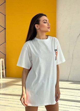 Стильная удобная для женщин женская повседневная летняя трендовая модная футболка футболка оверсайз из натуральной ткани хлопковая белая3 фото