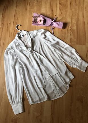 Сатиновая белая блуза m&amp;s хл-размер