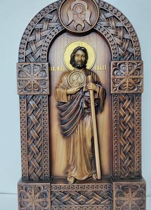 Икона святого апостола иуды таддея, икона из дерева, резная из дерева 40х22см