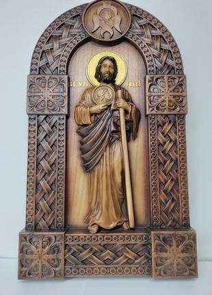 Ікона святий апостол юда тадей, ікона з дерева, різьблена з дерева 40х22см1 фото