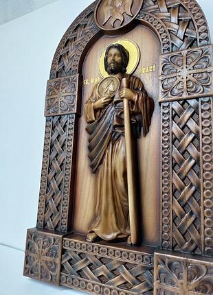 Икона святого апостола иуды таддея, икона из дерева, резная из дерева 40х22см