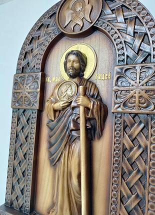 Икона святого апостола иуды таддея, икона из дерева, резная из дерева 40х22см