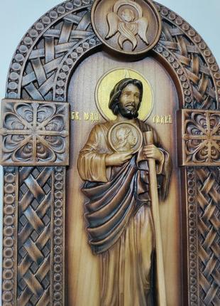 Икона святого апостола иуды таддея, икона из дерева, резная из дерева 40х22см