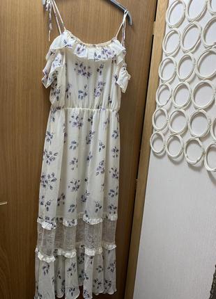 Белый сарафан,длинный сарафан,длинное платье,сарафан в цветочек2 фото