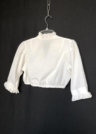 Винтаж белая баварская короткая блузка кроп-топ хлопок оборки пышный рукав4 фото