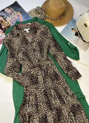 Платье миди в леопардовый принт10 фото