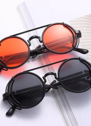 Чоловічі сонцезахисні окуляри в чорному та червонрму кольорі панк стімпанк очки унісекс