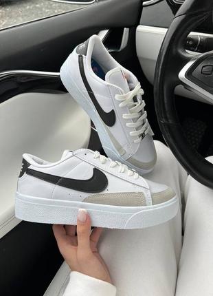 Женские кроссовки  nike blazer low white black (висока підошва)