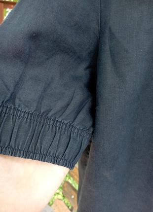 Льняная хлопковая блузка, вырез квадрат , рукава, буфы4 фото
