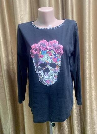 Лонгслів t-shirt & top basic collection, футболка з довгим рукавом із принтом череп розмір 2xl