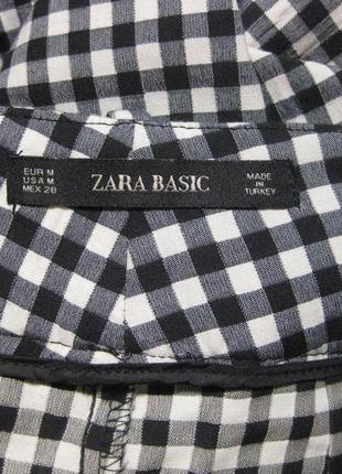 Классные удобные штаны брюки высокая посадка в клеточку zara basic км1686 с двумя карманами по бокам2 фото