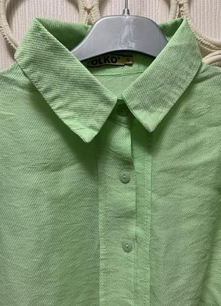 Зелёная рубашка,палаточная рубашка без рукавов,блуза3 фото