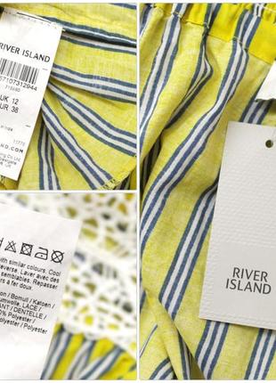 Новая хлопковая майка "river island" жёлтая в полоску. размер uk 12/eur38.10 фото