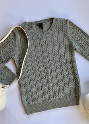 Свитер серый с косами размер s-m, h&m с шерстью