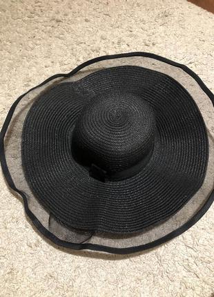 Соломенная шляпа с широкими полями с лентой4 фото