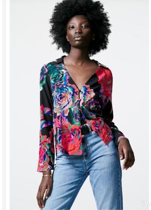 Блуза в цветочный принт zara1 фото