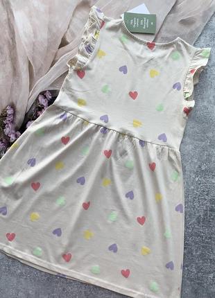 Красивое платье платье для девочки с разноцветными сердечками5 фото