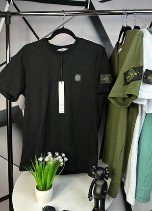 Футболка stone island черного цвета с патчем на рукаве mf046