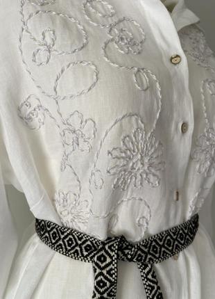 Льняное платье на пуговицах с вышивкой бренд2 фото
