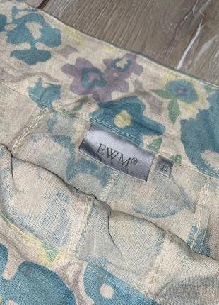 Лляна спідниця у квітковий принт юбка льон дуже великого розміру батал ewm, xxxxl 58-60р3 фото
