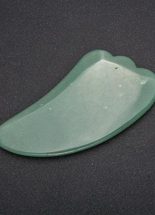 Масажер-скребок гуаша з натурального каменю нефрит 5х10см