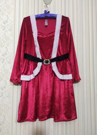 Карнавальна сукня місіс санта клаус новорічна помічниця  червона