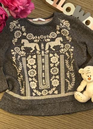 Світшот на 12-13 років, светр на дівчинку, кофта з вишивкою