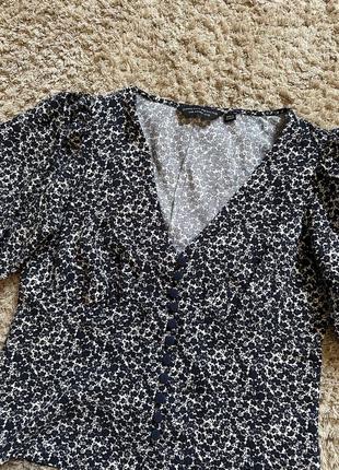 Блузка с широкими рукавами блуза с цветочным принтом топ на пуговицах4 фото