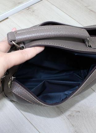 Жіноча сумка-саквояж через плече крос-боді тканинний ремінь капучино8 фото