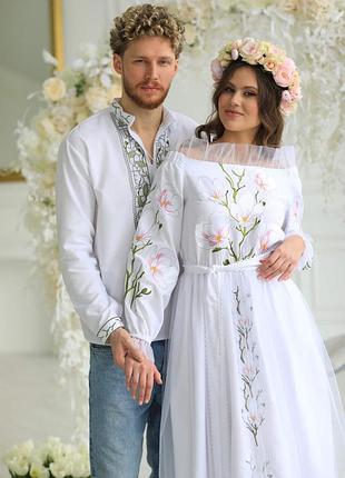 Вишитий весільний комплект, вишитий вінчальний комплект, парний вишитий комплект