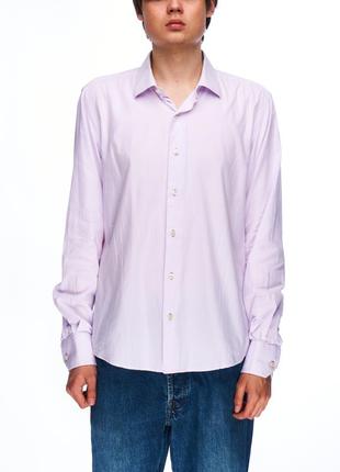 Balmain, рубашка фиолетовая/лиловая, коттоновая, мужская 42