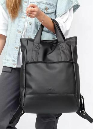 Женская сумка-рюкзак sambag shopper черная2 фото