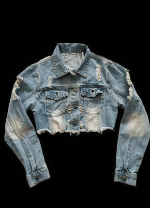 Пикантная джинсовая куртка с полуоткрытой спиной7 фото