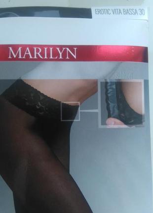 Колготы с кружевным поясом на силиконе marilyn erotic 30 vita bassa