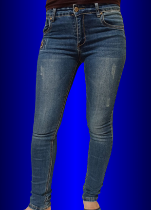 Джинсы женские эластичные приталённые джегинсы легинсы брюки штаны синие размер 34 36 44 42 s slim1 фото