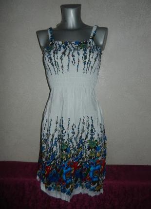 Xs/36 білий сарафан, пляжна туніка плаття бавовна, rayon, новий