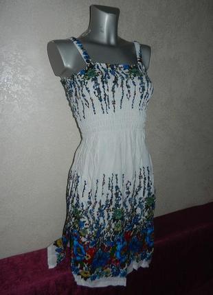 Xs/36 білий сарафан, пляжна туніка плаття бавовна, rayon, новий