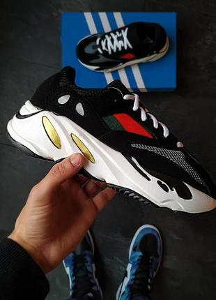 Женские кроссовки  adidas yeezy boost 700 v1 black white red5 фото