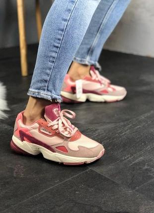 Женские кроссовки  adidas falcon pink burgundy6 фото