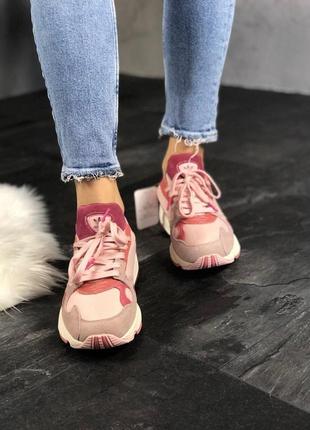 Женские кроссовки  adidas falcon pink burgundy4 фото