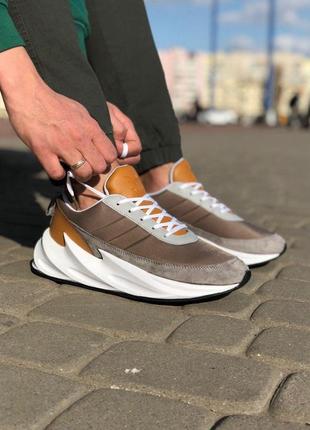 Чоловічі та жіночі кросівки  adidas shark brown white6 фото