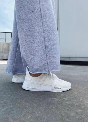 Мужские кроссовки  adidas nmd runner white black logo3 фото