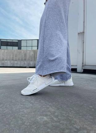 Мужские кроссовки  adidas nmd runner white black logo2 фото