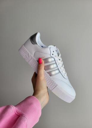 Женские кроссовки  adidas samba white silver 36